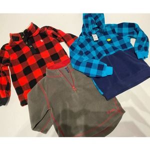 3 Flannel Pullover Carters/Gap Size 24 months Red/Blue and Gray
